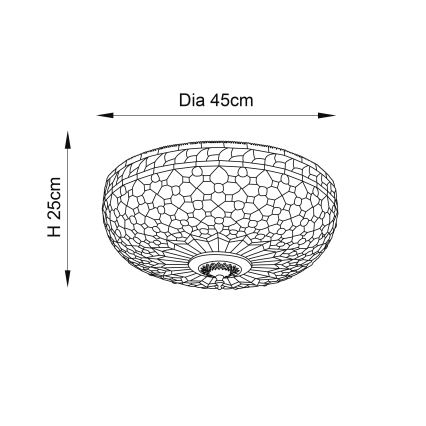 Endon 64276 - Plafonnier MILLE FEUX 2xE27/60W/230V d. 45 cm