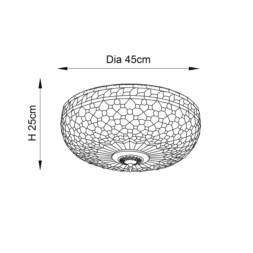 Endon 64276 - Plafonnier Tiffany MILLE FEUX 2xE27/60W/230V Ø 45 cm