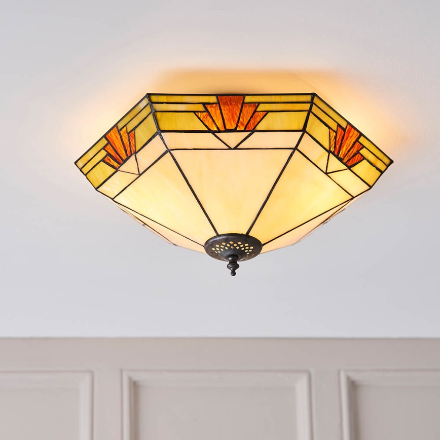 Endon 64284 - Plafonnier Tiffany NEVADA 2xE27/60W/230V Ø 40 cm