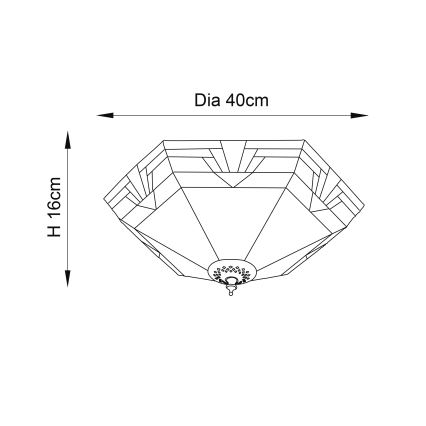 Endon 64284 - Plafonnier Tiffany NEVADA 2xE27/60W/230V Ø 40 cm