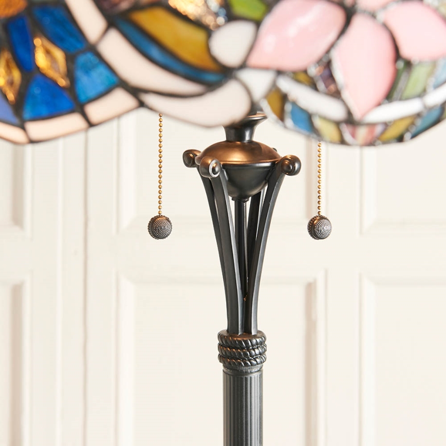 Endon 64323 - Lampadaire Tiffany SULLIVAN, 2 x E27 (60 W), 230 V, Ø 56 cm
