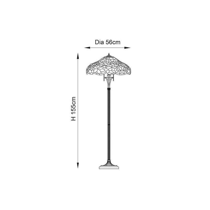 Endon 64323 - Lampadaire Tiffany SULLIVAN, 2 x E27 (60 W), 230 V, Ø 56 cm