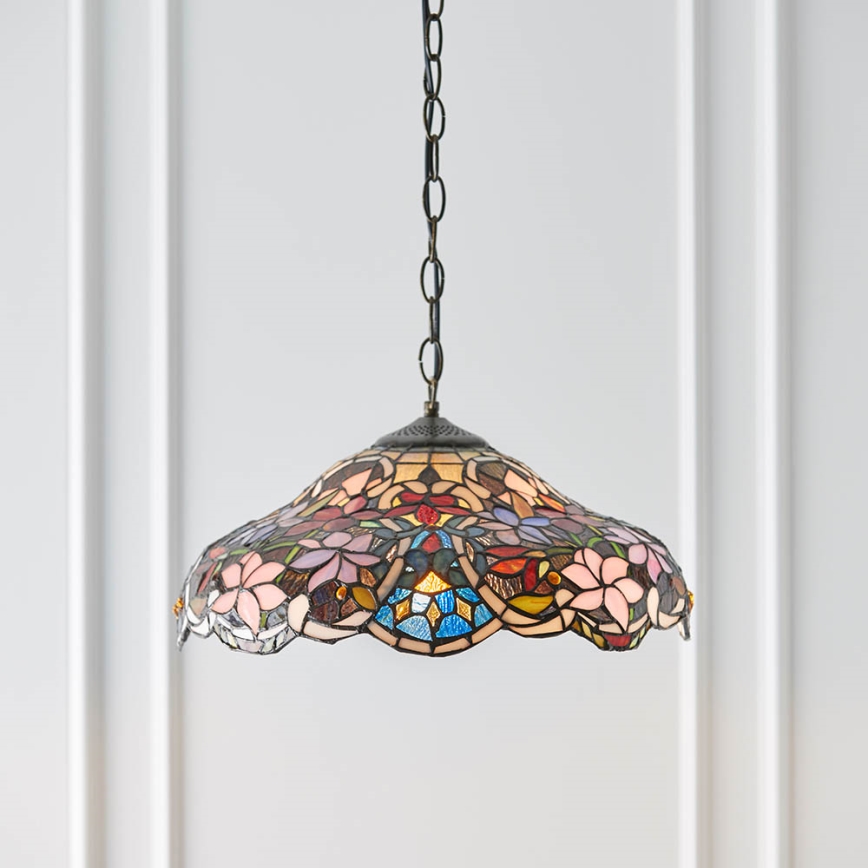 Endon 64325 - Lustre sur chaîne Tiffany SULLIVAN 1xE27/60W/230V Ø 40 cm