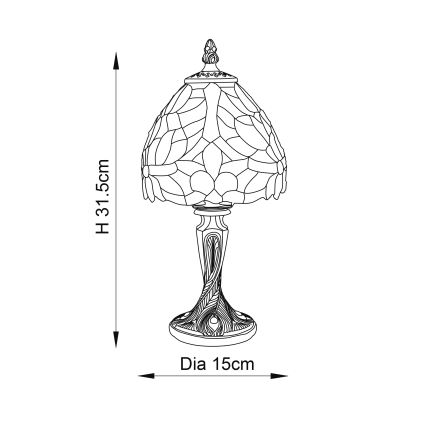 Endon 64331 - Lampe de table Tiffany SYLVETTE 1xE14/40W/230V Ø 15 cm
