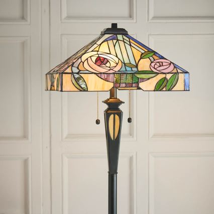 Endon 64383 - Lampadaire Tiffany WILLIOW 2xE27/60W/230V Ø 42,5 cm