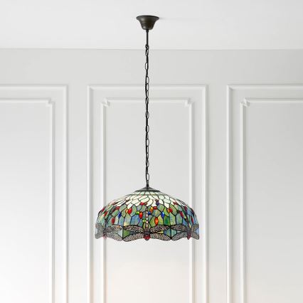 Endon 66148 - Lustre sur chaîne Tiffany DRAGONFLY 3xE27/60W/230V Ø 50 cm