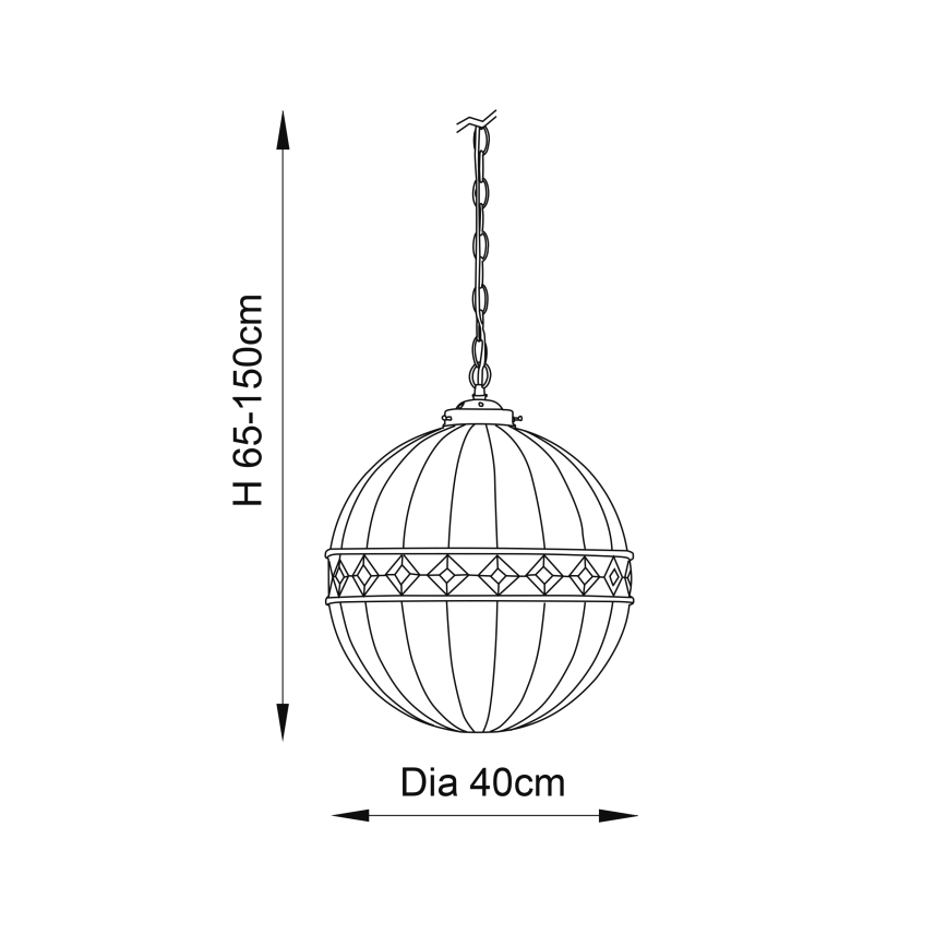 Endon 67045 - Suspension sur chaîne Tiffany FARGO 1xE27/60W/230V Ø 40 cm