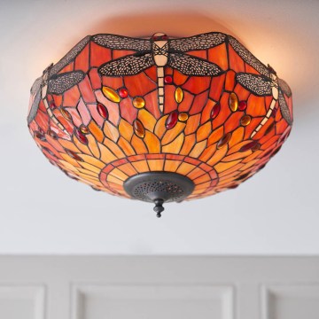 Endon 70721 - Plafonnier Tiffany DRAGONFLY 2xE27/60W/230V, diam. 41 cm