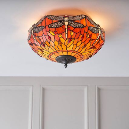 Endon 70721 - Plafonnier Tiffany DRAGONFLY 2xE27/60W/230V, diam. 41 cm