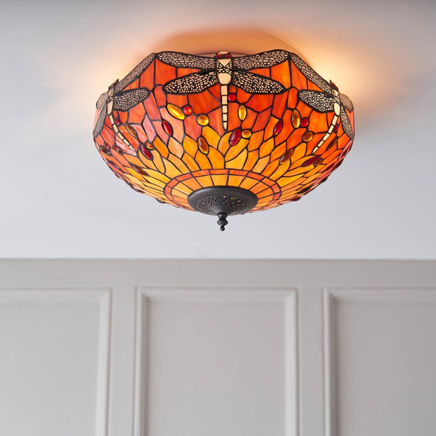 Endon 70721 - Plafonnier Tiffany DRAGONFLY 2xE27/60W/230V, diam. 41 cm