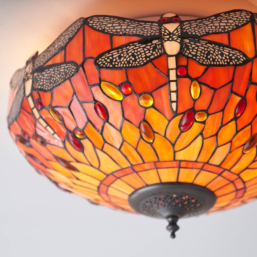 Endon 70721 - Plafonnier Tiffany DRAGONFLY 2xE27/60W/230V, diam. 41 cm
