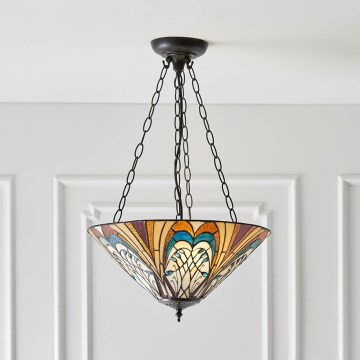 Endon 70750 - Suspension Tiffany HECTOR sur chaîne, 3xE27/60W/230V, Ø 40 cm