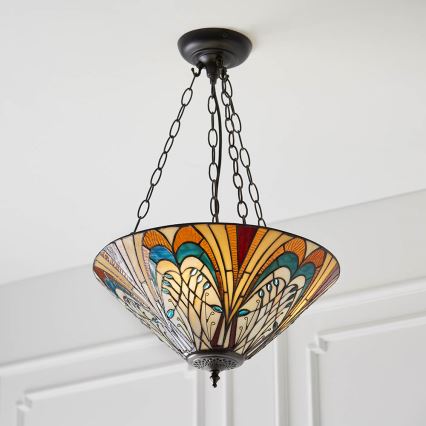 Endon 70750 - Suspension Tiffany HECTOR sur chaîne, 3xE27/60W/230V, Ø 40 cm