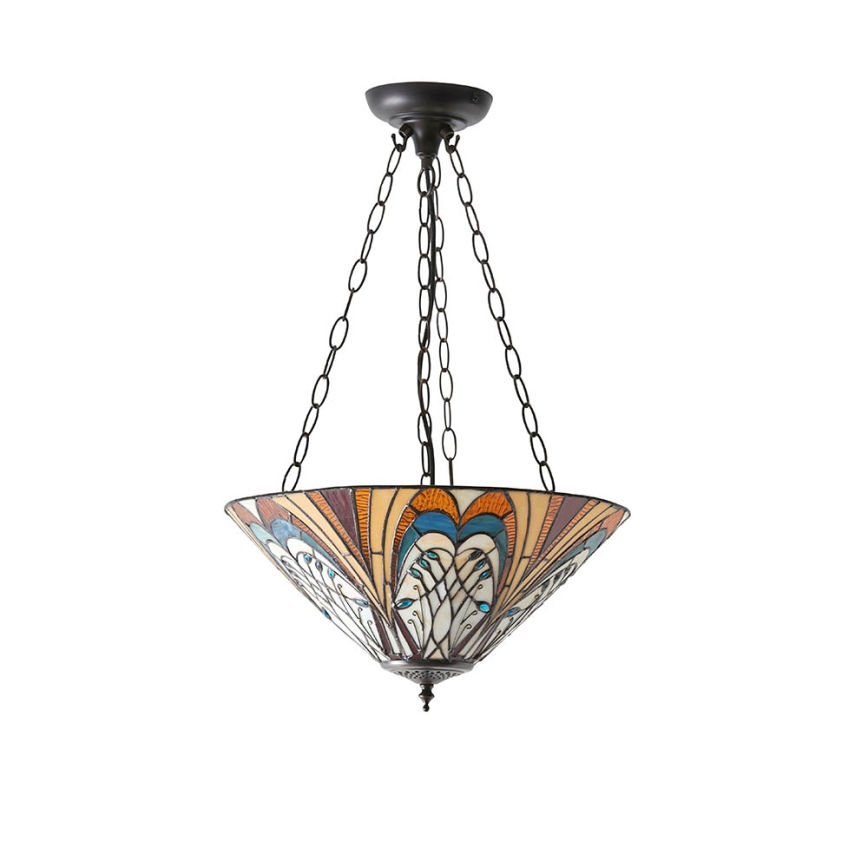 Endon 70750 - Suspension Tiffany HECTOR sur chaîne, 3xE27/60W/230V, Ø 40 cm