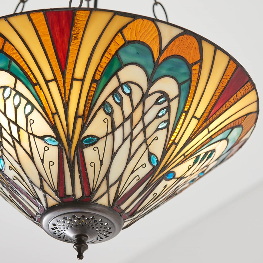 Endon 70750 - Suspension Tiffany HECTOR sur chaîne, 3xE27/60W/230V, Ø 40 cm