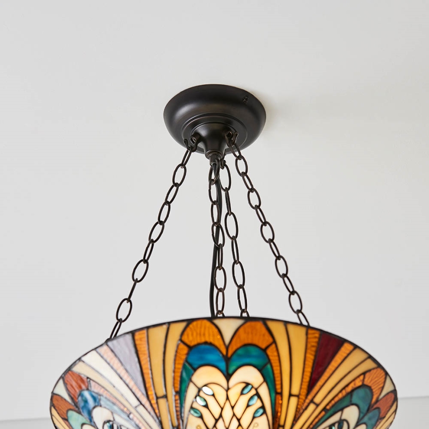 Endon 70750 - Suspension Tiffany HECTOR sur chaîne, 3xE27/60W/230V, Ø 40 cm