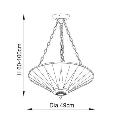 Endon 70754 - Suspension à chaîne Tiffany DARK STAR 3xE27/60W/230V Ø 49 cm