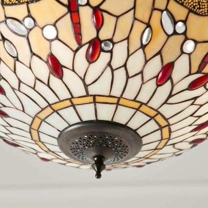 Endon 70759 - Lustre suspendu sur chaîne Tiffany DRAGONFLY 3xE27/60W/230V Ø 41 cm