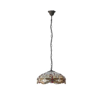 Endon 70824 - Suspension à chaîne Tiffany DRAGONFLY 3xE27/60W/230V Ø 41 cm