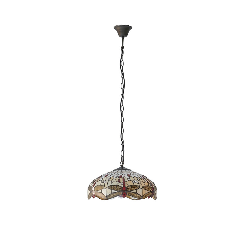 Endon 70824 - Suspension à chaîne Tiffany DRAGONFLY 3xE27/60W/230V Ø 41 cm