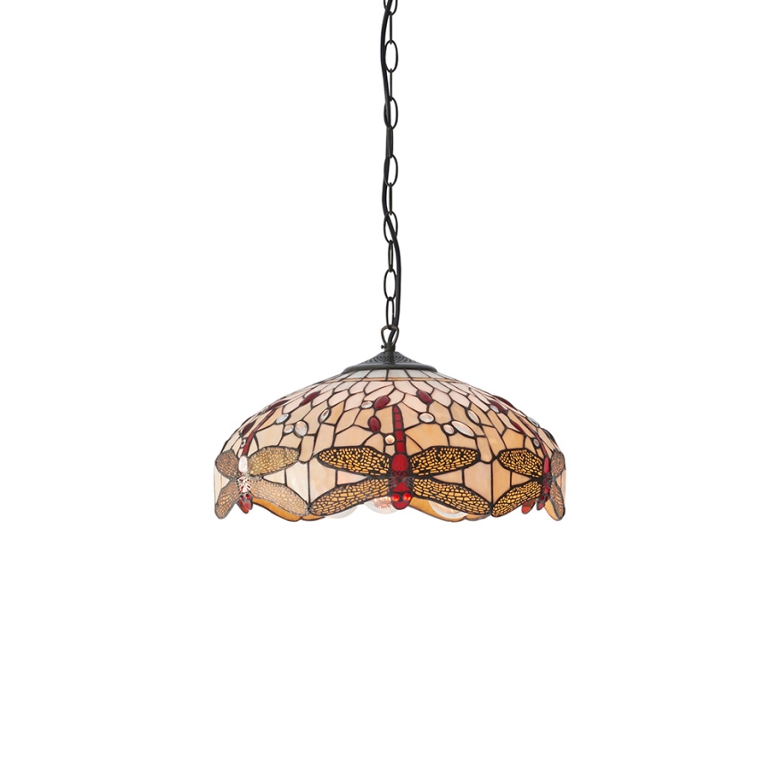 Endon 70824 - Suspension à chaîne Tiffany DRAGONFLY 3xE27/60W/230V Ø 41 cm