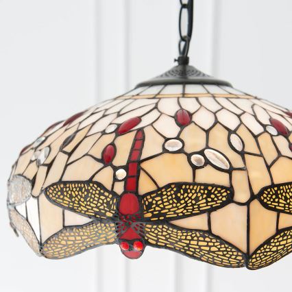 Endon 70824 - Suspension à chaîne Tiffany DRAGONFLY 3xE27/60W/230V Ø 41 cm