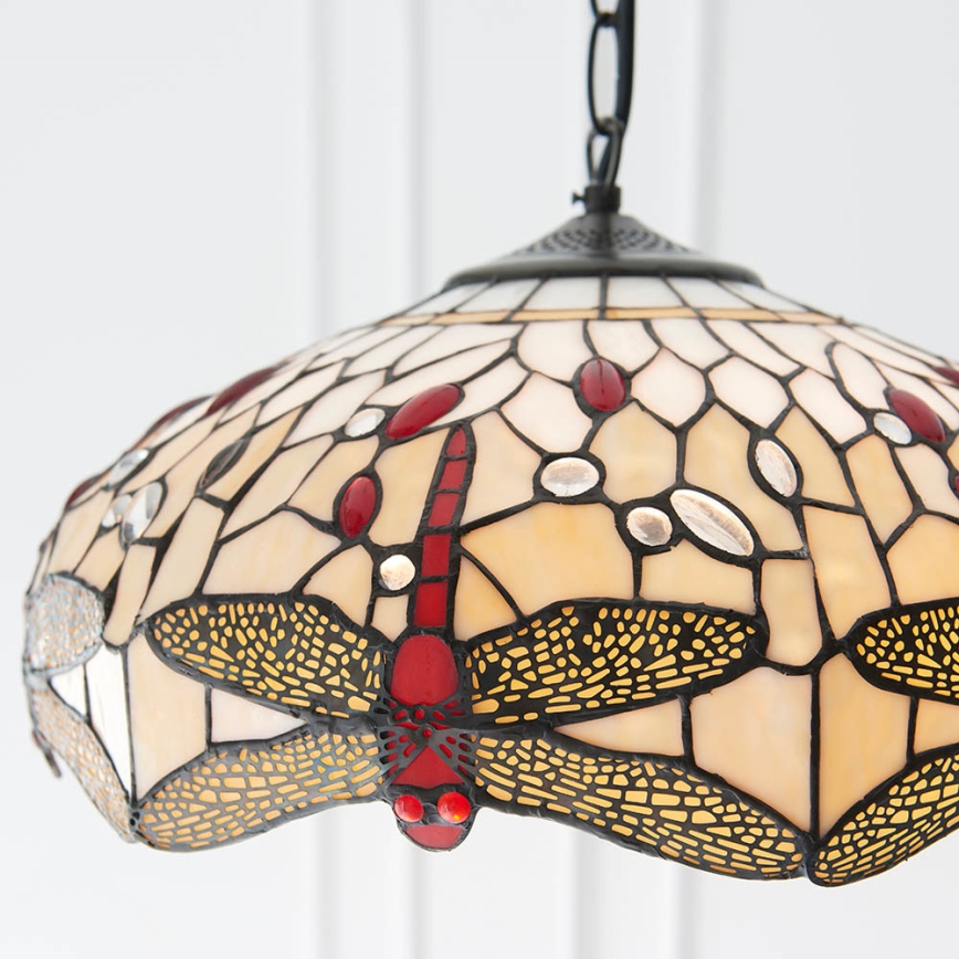 Endon 70824 - Suspension à chaîne Tiffany DRAGONFLY 3xE27/60W/230V Ø 41 cm