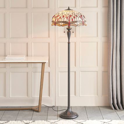 Endon 70940 - Lampadaire Tiffany DRAGONFLY 2xE27/60W/230V Ø 50 cm