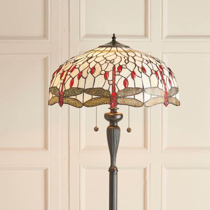Endon 70940 - Lampadaire Tiffany DRAGONFLY 2xE27/60W/230V Ø 50 cm