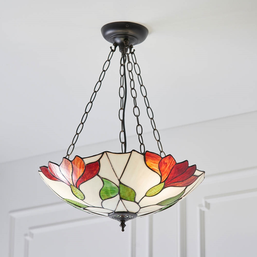 Endon 70946 - Lustre sur chaîne Tiffany BOTANICA 3xE27/60W/230V diam. 45 cm
