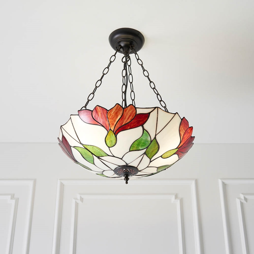Endon 70946 - Lustre sur chaîne Tiffany BOTANICA 3xE27/60W/230V diam. 45 cm