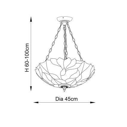 Endon 70946 - Lustre sur chaîne Tiffany BOTANICA 3xE27/60W/230V diam. 45 cm