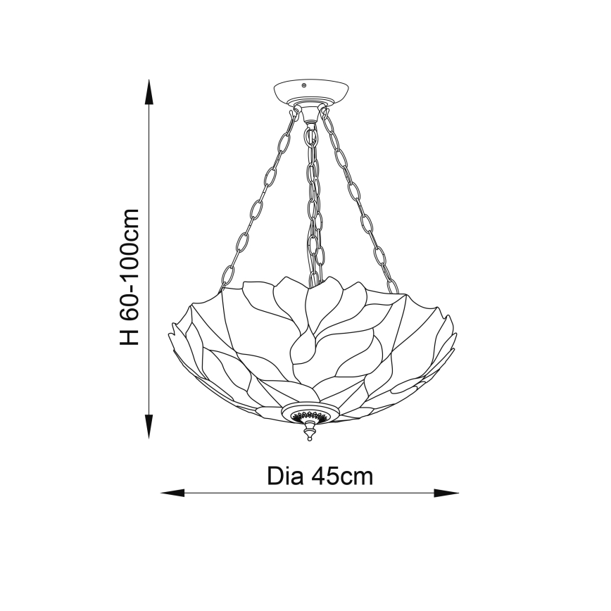 Endon 70946 - Lustre sur chaîne Tiffany BOTANICA 3xE27/60W/230V diam. 45 cm
