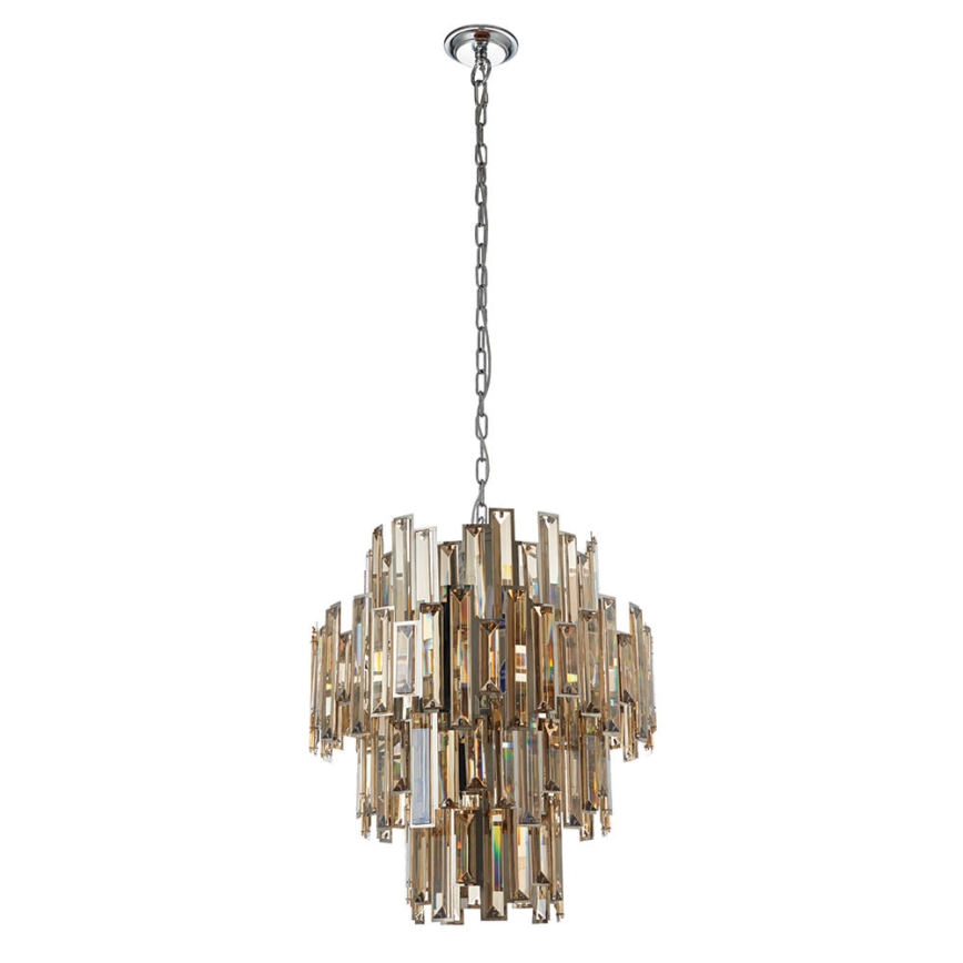 Endon 72744 - Lustre en cristal suspendu VIVIANA 12xE14/40W/230V chrome brillant/fumé