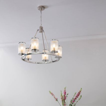 Endon 74128 - Suspension chaîne EASTON 6xE14/6W/230V chrome brillant