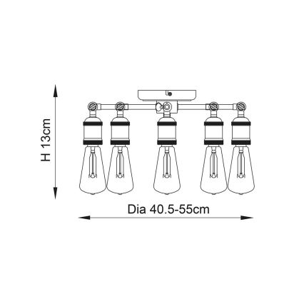 Endon 76336 - Spot HAL 5xE27/40W/230V chrome mat/cuivré