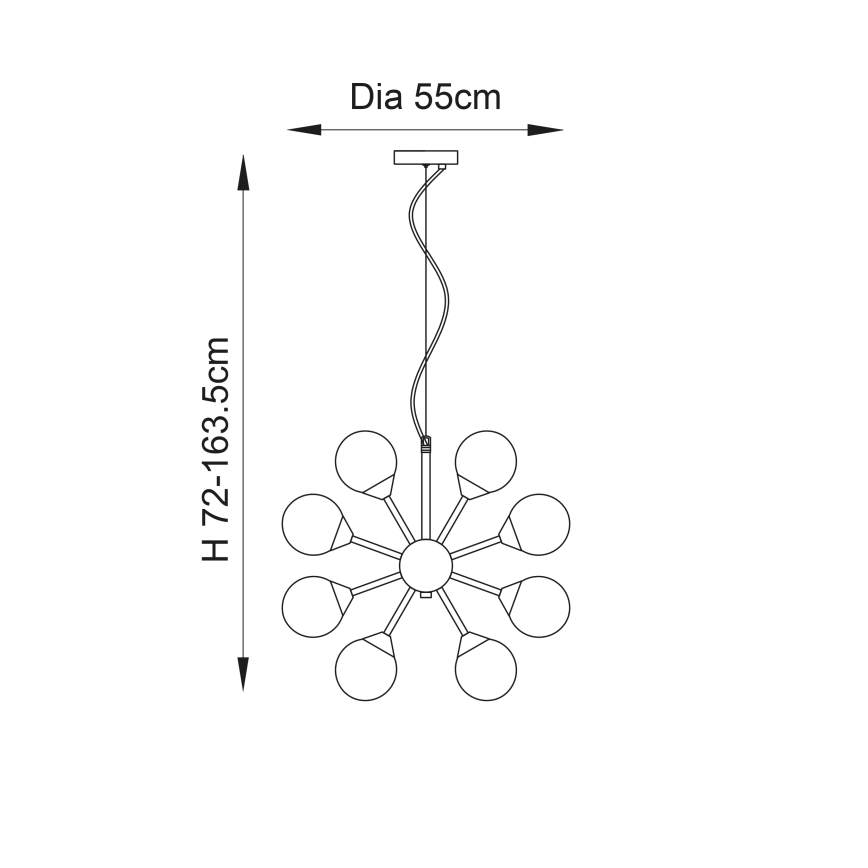 Endon 76499 - Suspension sur câble OSCAR 28xG9/18W/230V, dorée