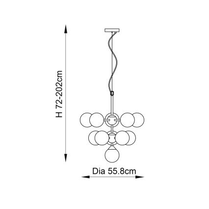 Endon 76500 - Suspension filaire OSCAR 11xG9/18W/230V laiton