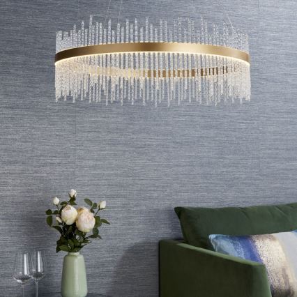 Endon 81908 - Suspension filaire à intensité variable ADRIEL LED/58W/230V 3000K d. 70 cm doré/transparent