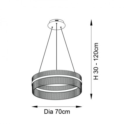 Endon 81908 - Lustre LED dimmable sur câble ADRIEL LED/58W/230V 3000K Ø 70 cm doré/transparent