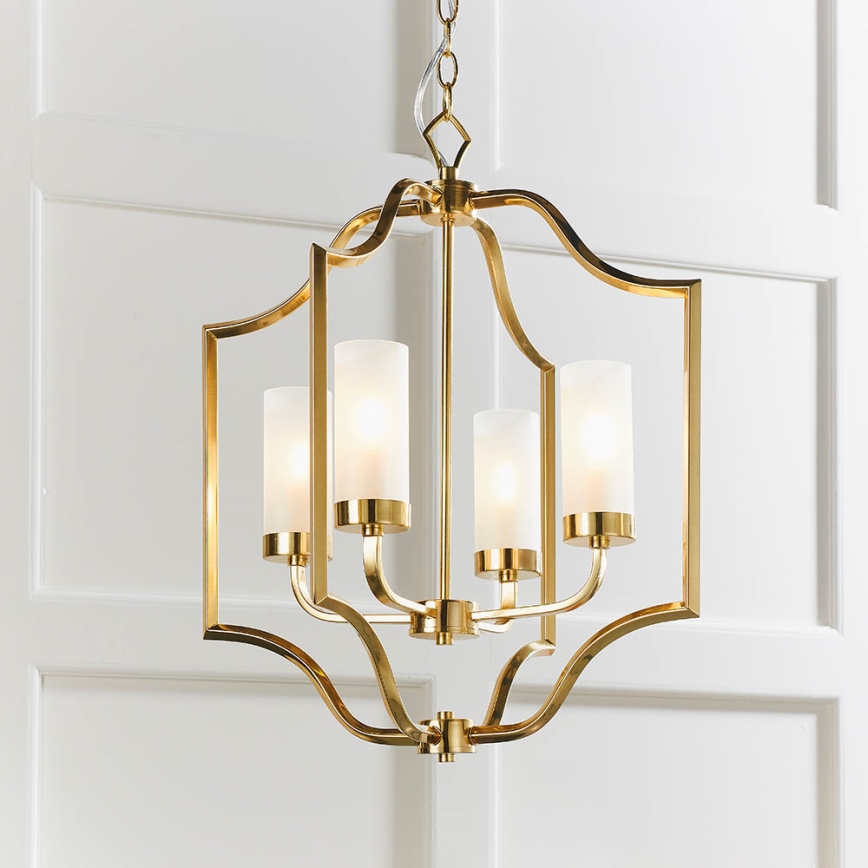 Endon 81914 - Lustre suspendu sur chaîne EDREA 4xE14/6W/230V, finition laiton