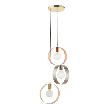 Endon 81922 - Suspension sur câble HOOP 3xE27/40W/230V doré/cuivré/chrome mat