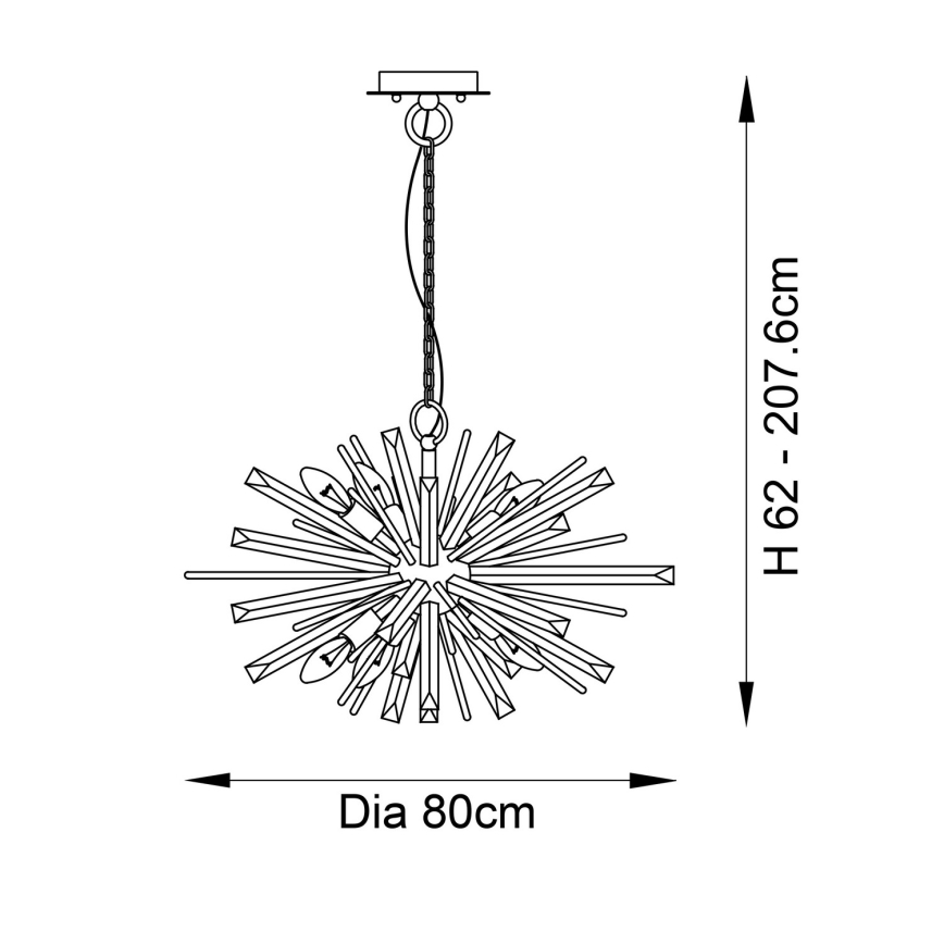 Endon 81935 - Lustre à chaîne 8xE14/40W/230V doré