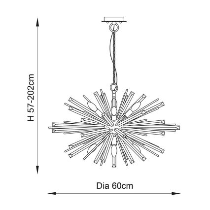 Endon 81936 - Lustre à chaîne 6xE14/40W/230V doré
