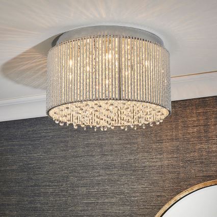 Endon 81980 - Plafonnier en cristal GALINA 10xG9/25W/230V chrome mat