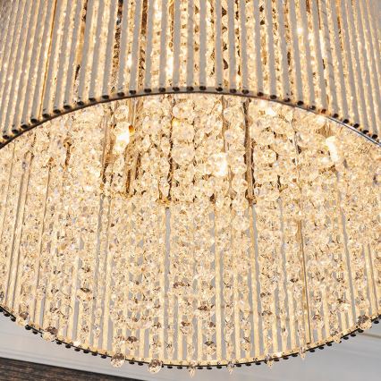 Endon 81980 - Plafonnier en cristal GALINA 10xG9/25W/230V chrome mat