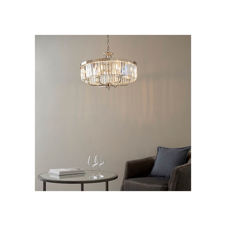 Endon 90263 - Lustre sur chaîne CHESTERFIELD 6xE14/6W/230V Ø 55 cm chrome brillant