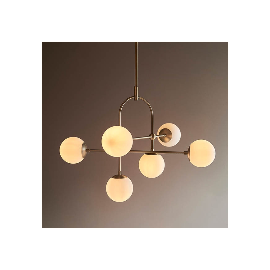 Endon 90842 - Lustre sur tige 6xE14/7W/230V laiton/blanc