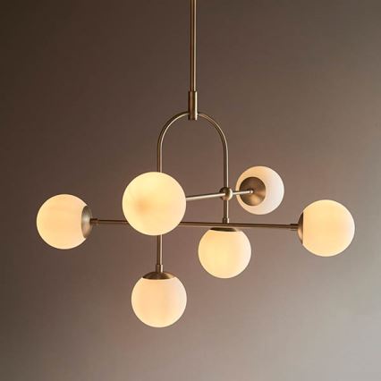 Endon 90842 - Suspension sur tige ONTARIO 6xE14/7W/230V laiton/blanc