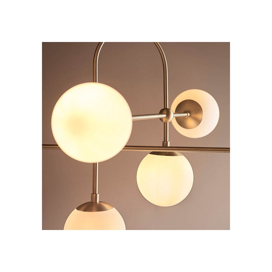Endon 90842 - Suspension sur tige ONTARIO 6xE14/7W/230V laiton/blanc